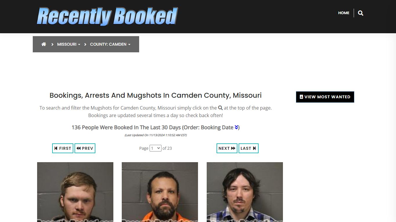 Bookings, Arrests and Mugshots in Camden County, Missouri - Recently Booked