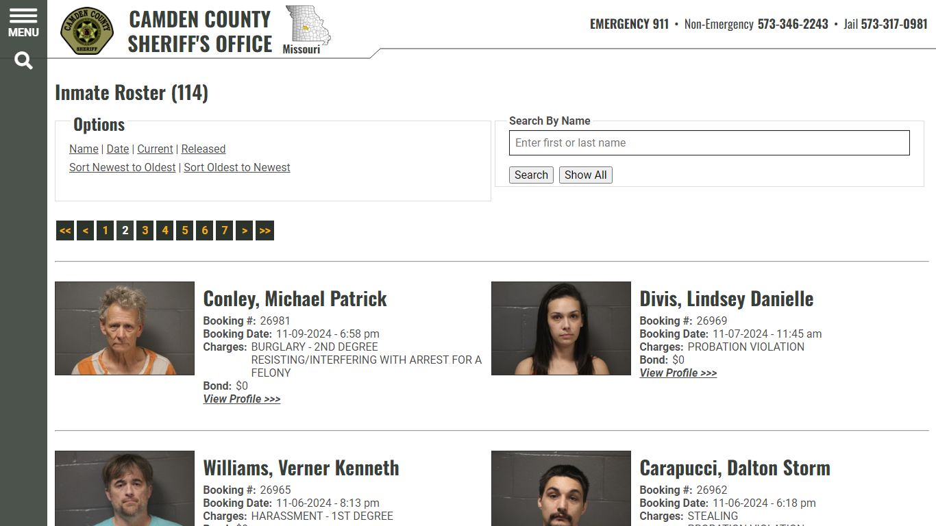 Inmate Roster - Page 2 Current Inmates Booking Date Descending - Camden ...